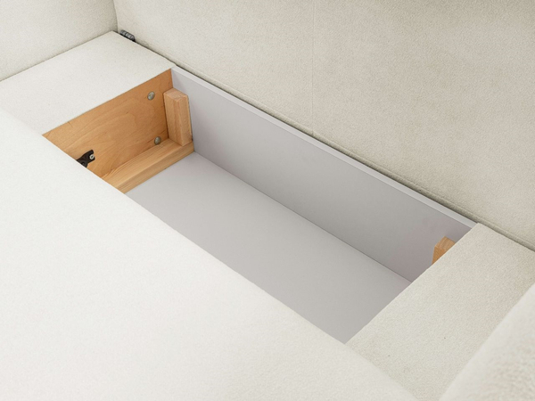 Ecksofa L-Form Links mit Schlaffunktion und Bettkasten Oreo Creme