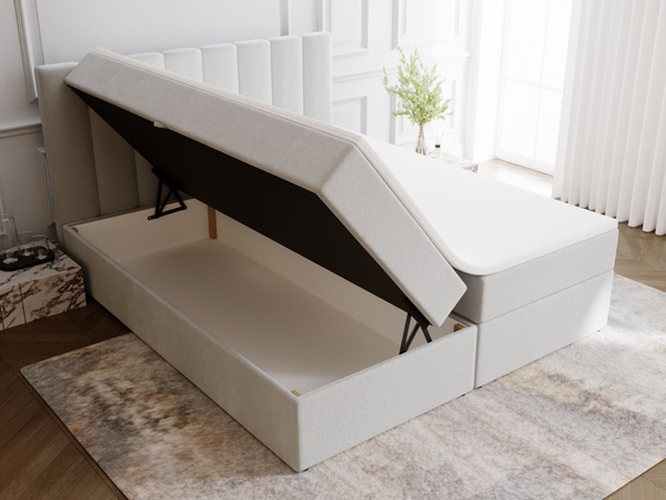 Boxspringbett mit Bettkasten 160x200 Mocca Grau