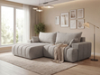 Ecksofa L-Form Links mit Schlaffunktion und Bettkasten Caleo Hellgrau