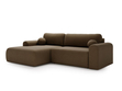 Ecksofa L-Form mit Schlaffunktion und Bettkasten Savana Links Bouclé-Stoff Braun