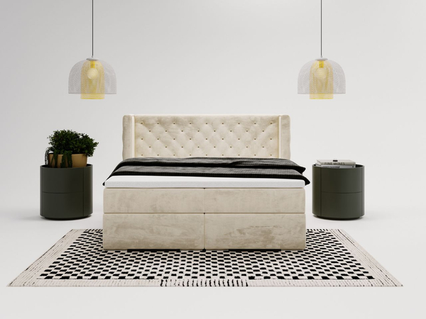 Boxspringbett mit Bettkasten 160x200 Lion Creme