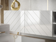 TV-Schrank mit gefrästen Fronten und goldenen Metallbeinen Vionel Weiß glänzend