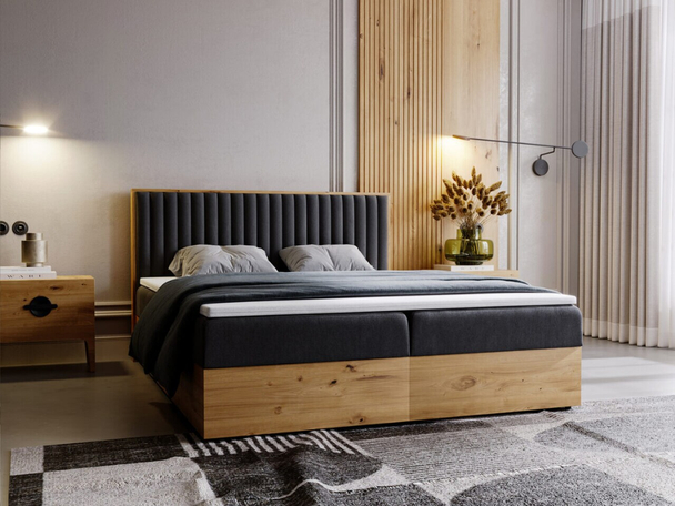 Boxspringbett mit Bettkasten 140x200 Forest Anthrazit