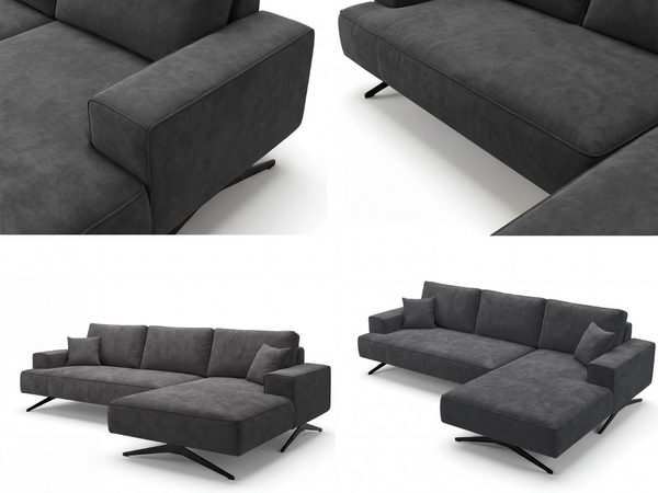 Ecksofa L-Form auf Metallbeinen Leto Rechts Anthrazit