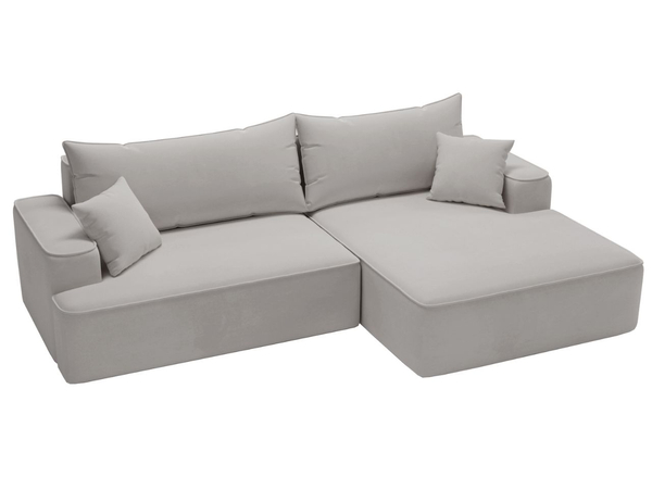 Ecksofa L-Form Rechts mit Schlaffunktion und Bettkasten California Hellgrau