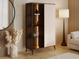 Vitrinenschrank mit LED Vinni Dunkler Walnuss Cashmere