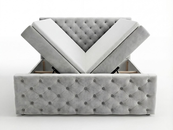 Boxspringbett mit Bettkasten 160x200 Montego Hellgrau