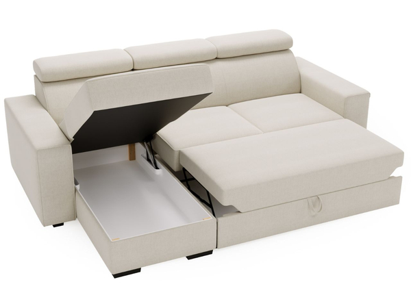 Ecksofa L-Form mit Schlaffunktion und Bettkasten Scala Dunkelgrau