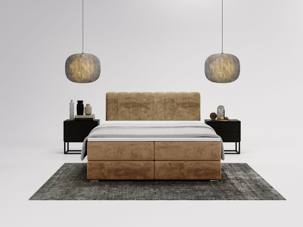 Boxspringbett mit Bettkasten 160x200 Forte Beige