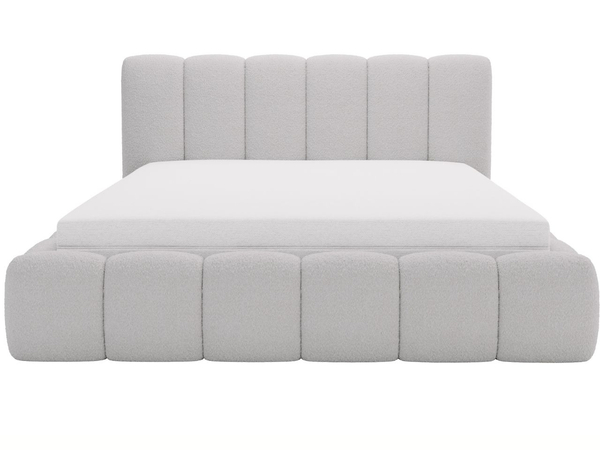 Polsterbett mit Bettkasten und Lattenrost 140x200 Cloud Bouclé-Stoff Hellgrau