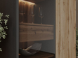 Vitrinenschrank mit Led Deo 166 cm Schwarz, EIche Wotan