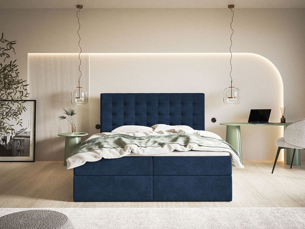 Boxspringbett mit Bettkasten 160x200 Denza Dunkelblau