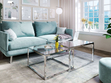 Couchtisch Asumi mit verchromtem Gestell und transparenter Glasplatte 39x45