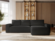 Ecksofa L-Form Rechts mit Schlaffunktion und Bettkasten Tazones Schwarz