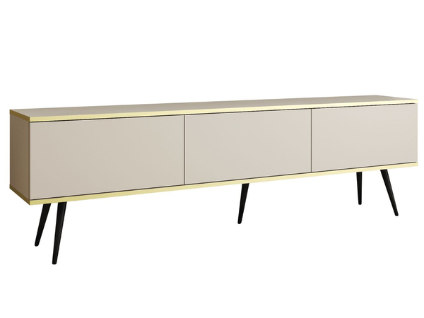 TV-Lowboard mit Türen 175 cm Diolo Beige mit glatter Front auf schwarzen Beinen
