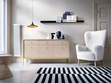 Kommode mit Türen sowie Schubladen mit Golden Metallbeinen Amor Beige
