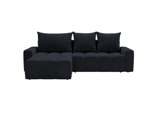 Ecksofa L-Form mit Schlaffunktion und Bettkasten Bresso Schwarz