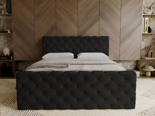 Boxspringbett mit Bettkasten 140x200 Lunaris Schwarz