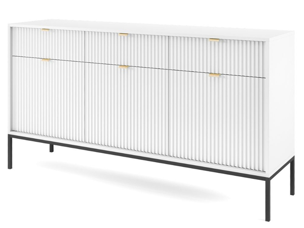 Kommode mit Türen und Schubladen Amber Weiß, Schwarz Frame