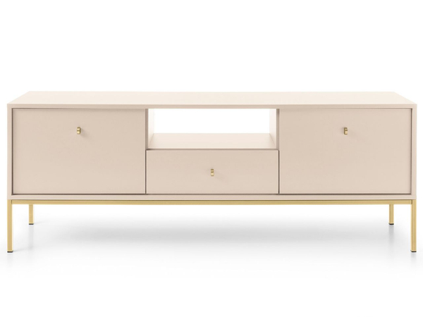 TV-Lowboard mit Schublade und Türen mit Golden Metallbeinen Amor Beige