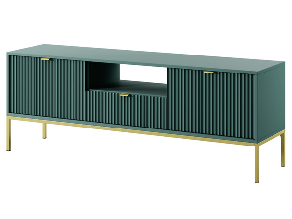 TV-Lowboard mit Schublade und Türen Amber Grün, Gold Frame