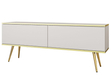 TV-Lowboard mit Türen 135 cm Diolo Weiß mit glatter Front auf goldenen Beinen