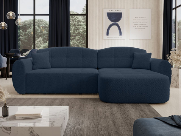Ecksofa L-Form mit Schlaffunktion und Bettkasten Avessio Dunkelblau