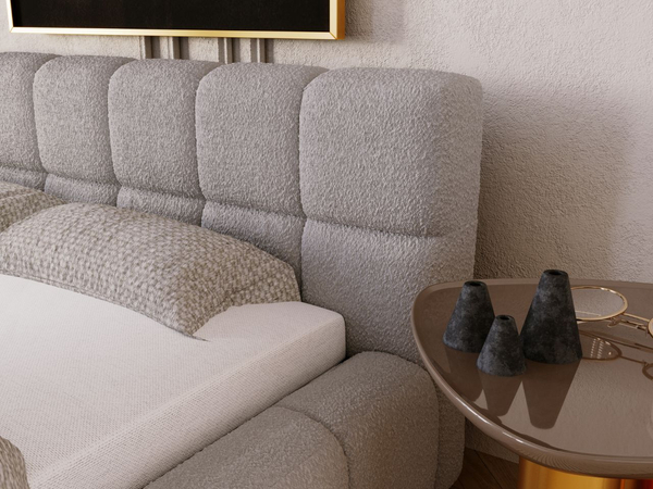 Polsterbett mit Bettkasten und Lattenrost 160x200 Alicante Boucle Grau
