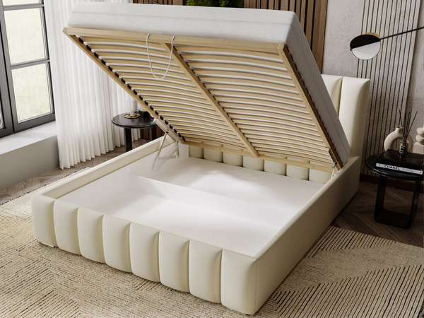 Polsterbett mit Bettkasten und Lattenrost 160x200 Neos Beige