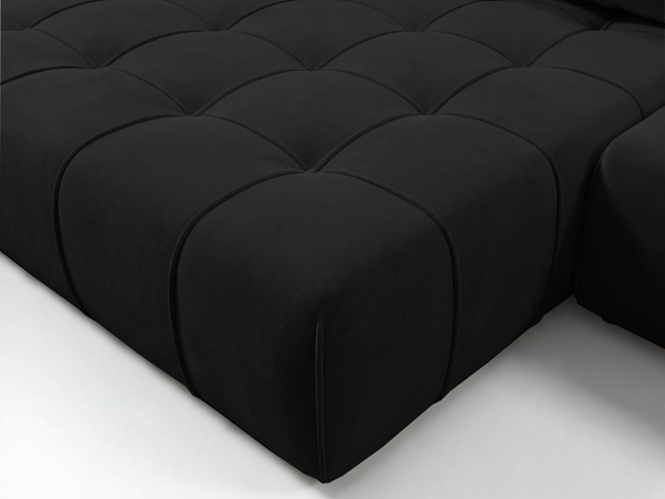 Ecksofa L-Form mit Schlaffunktion und Bettkasten Tulio Links Schwarz