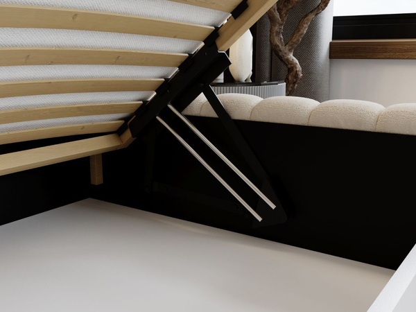 Polsterbett mit Bettkasten und Lattenrost 180x200 Bliss Beige