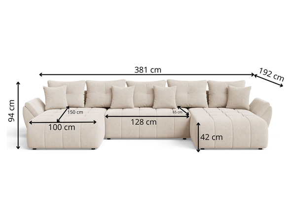 Wohnlandschaft mit Schlaffunktion und Bettkasten Decor U Anthrazit