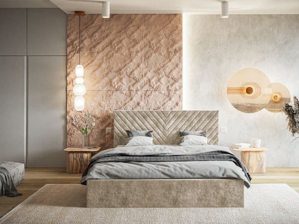 Polsterbett mit Bettkasten und Lattenrost 180x200 Esma Beige