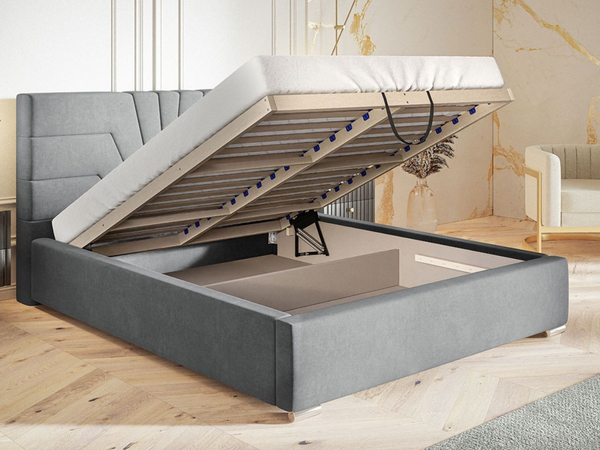 Polsterbett mit Bettkasten und Lattenrost 180x200 Tesis Dunkelblau