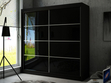 Schiebetürenschrank mit Sprossen 200 cm mit LED-Beleuchtung Ponti Schwarz
