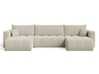 Wohnlandschaft mit Schlaffunktion und Bettkasten Neva Bouclé-Stoff Beige