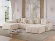 Wohnlandschaft mit Schlaffunktion und Bettkasten Decor U Beige