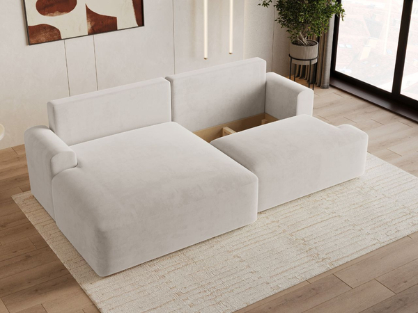 Ecksofa L-Form mit Schlaffunktion und Bettkasten Serene Links Hellbeige