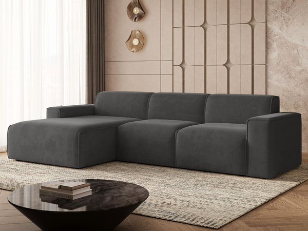 Ecksofa L-Form Links Lavia Dunkelgrau