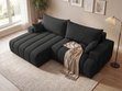 Ecksofa L-Form Links mit Schlaffunktion und Bettkasten Caleo Schwarz