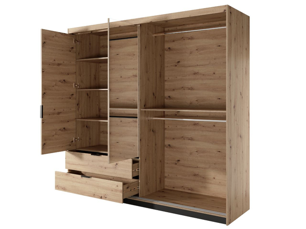 Drehtürenschrank mit Spiegel 220 cm Turia Artisan Eiche, Anthrazit