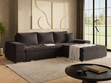 Ecksofa L-Form mit Schlaffunktion und Bettkasten Sonia Braun