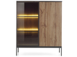 Vitrinenschrank mit Led Deo 126 cm Schwarz, EIche Wotan