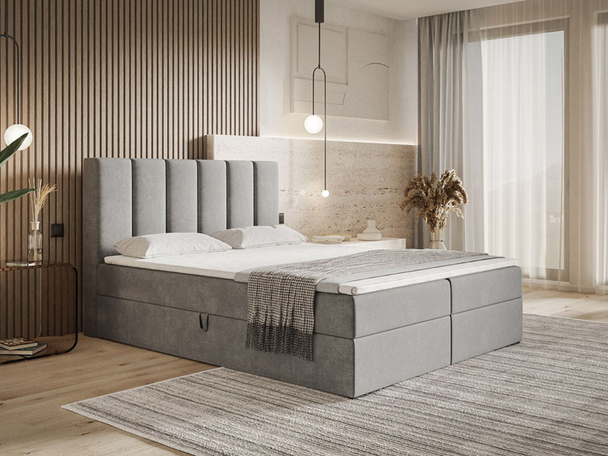 Boxspringbett mit Bettkasten 120x200 Cascada Grau