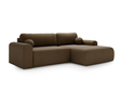 Ecksofa L-Form mit Schlaffunktion und Bettkasten Savana Rechts Bouclé-Stoff Braun