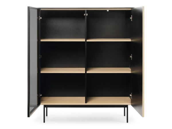 Standvitrine mit einer Glastür, LED-Beleuchtung für das Wohnzimmer Auroé Eiche Vicenza