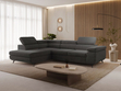 Ecksofa L-Form mit Schlaffunktion und Bettkasten Argon Links Dunkelgrau
