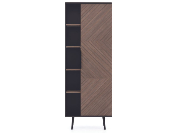 Regal mit Türen Nemi Schwarzer Graphit Braun