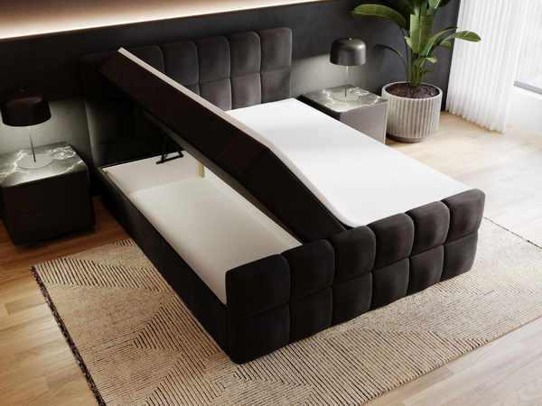 Boxspringbett mit Bettkasten 160x200 Alicante Schwarz