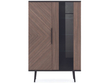 Vitrinenschrank mit Glas Nemi Schwarzer Graphit Braun